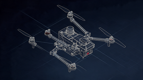 CAD drawing of a drone airframe