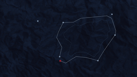 Planned patrol route on a terrain map